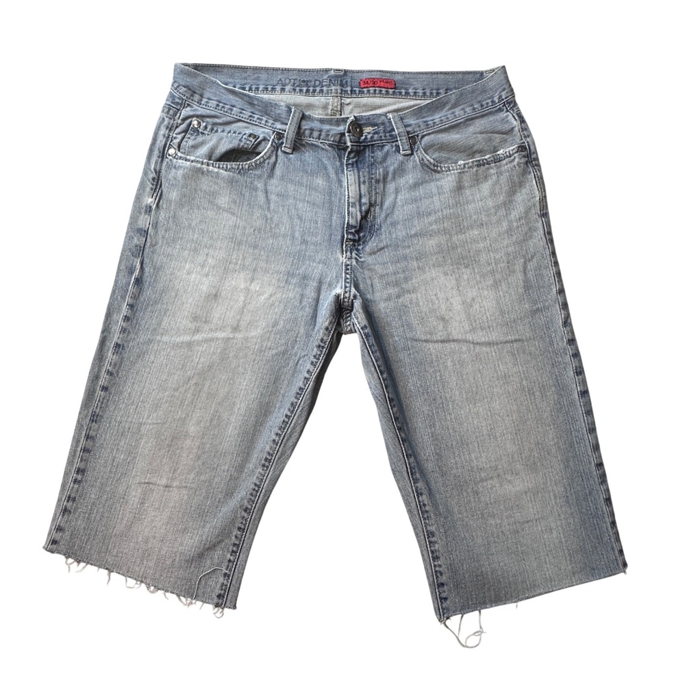 Apt. 9 Denim Shorts Mens 34 Blue Straight Fit Cut Off Light‎ Wash Jean Jorts Y2K